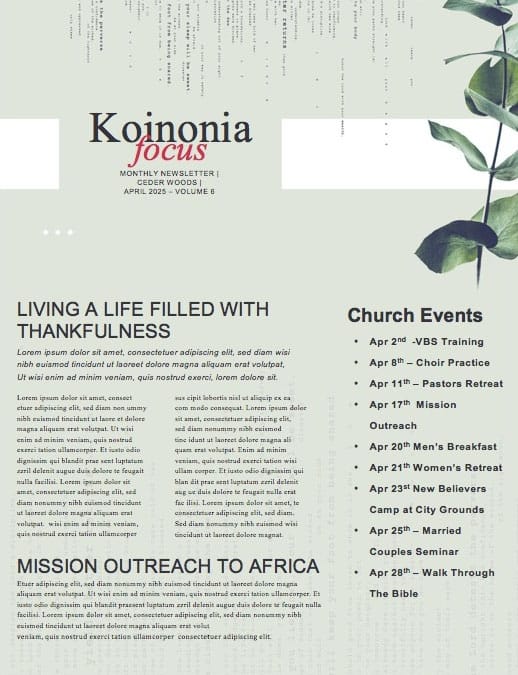Words To Live By Church Newsletter