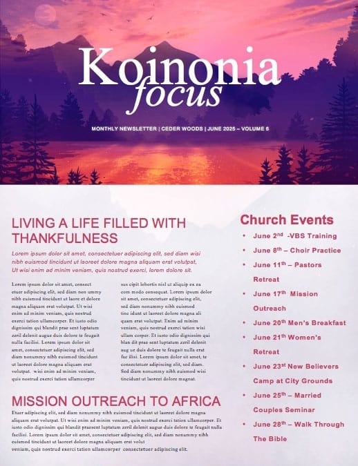 Church Summer Camp Newsletter