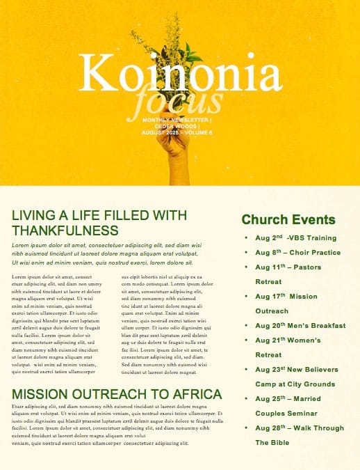 Generous Flowers Church Newsletter