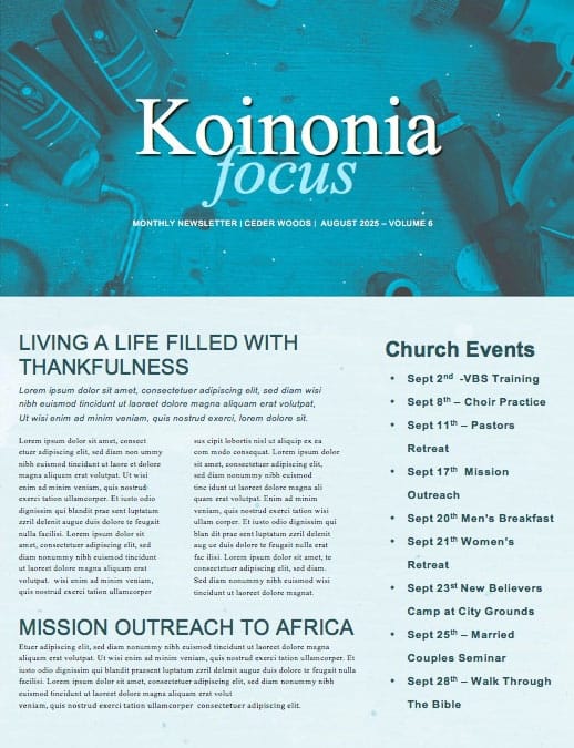 Blue Labor Day Church Newsletter