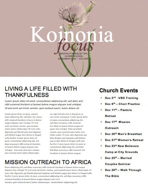 More Than Enough Church Newsletter