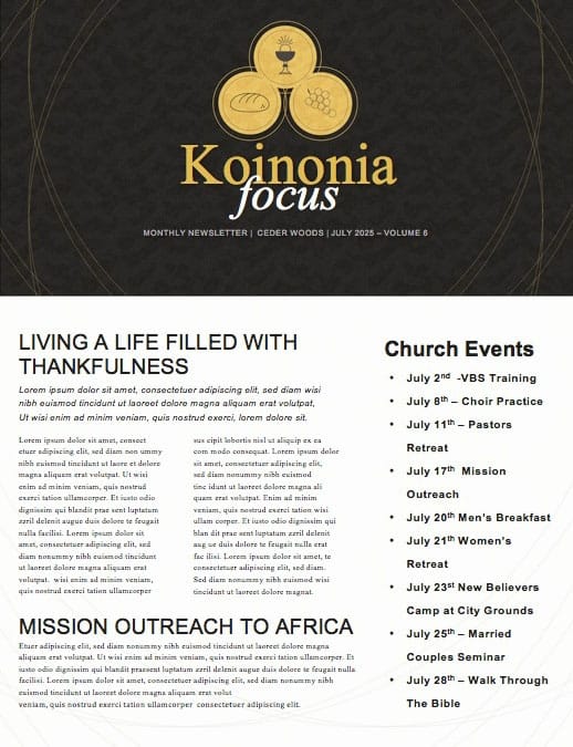 Communion Sunday Take Eat Church Newsletter