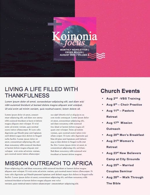 Night of Worship Church Event Newsletter