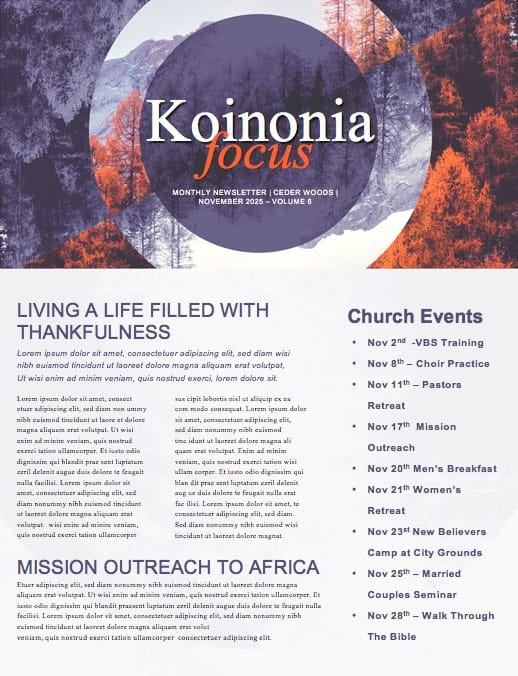 Fall Back Purple Church Newsletter