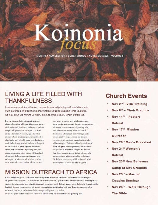Thanksgiving Grateful Church Newsletter