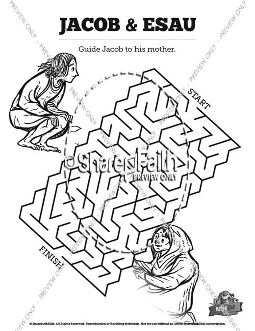 Story Of Jacob and Esau Bible Mazes