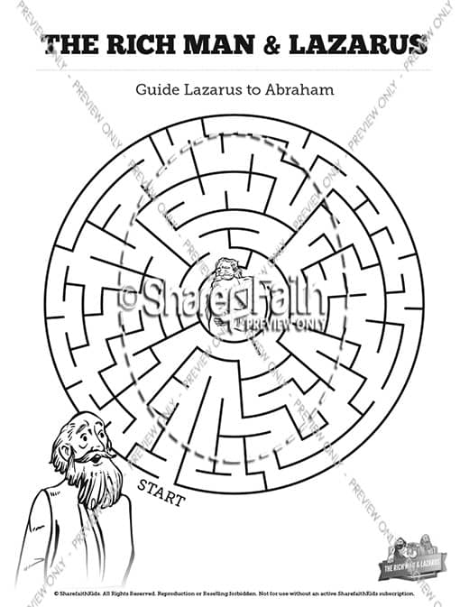 Luke 16 Lazarus and the Rich Man Bible Mazes
