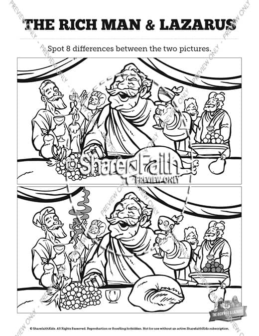 Luke 16 Lazarus and the Rich Man Kids Spot The Difference
