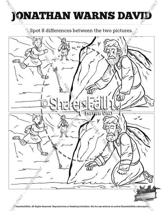 1 Samuel 20 David and Jonathan Kids Spot The Difference