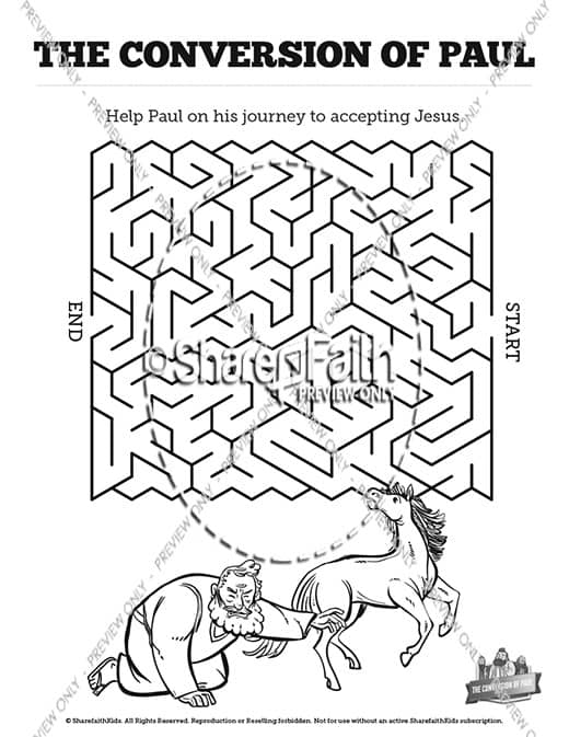 Acts 9 Paul's Conversion Bible Mazes