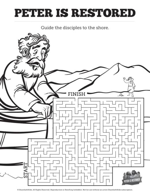John 21 Peter Is Restored Bible Mazes