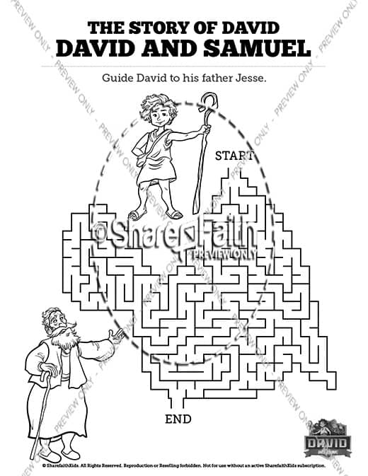 1 Samuel 16 David and Samuel Bible Mazes