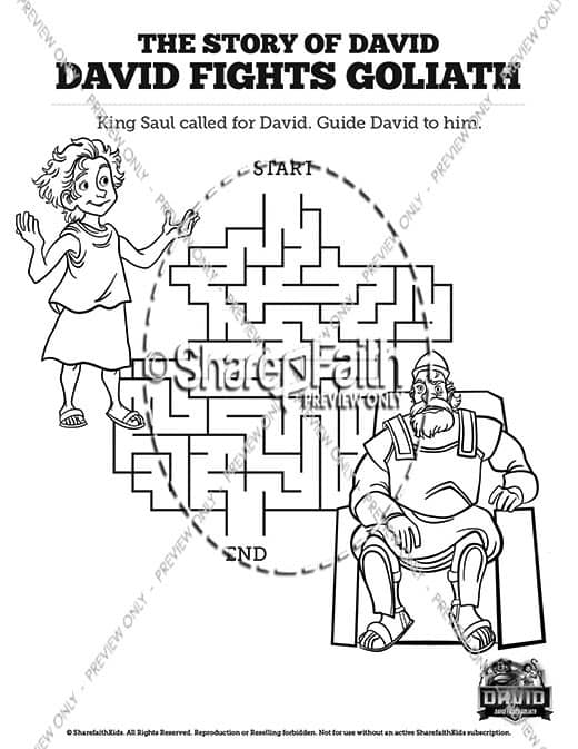 1 Samuel 17 David Fights Goliath Bible Mazes