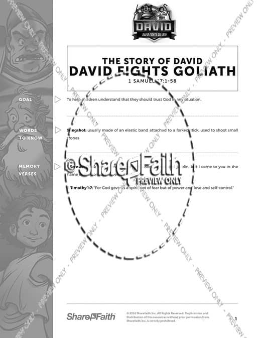 1 Samuel 17 David Fights Goliath Curriculum