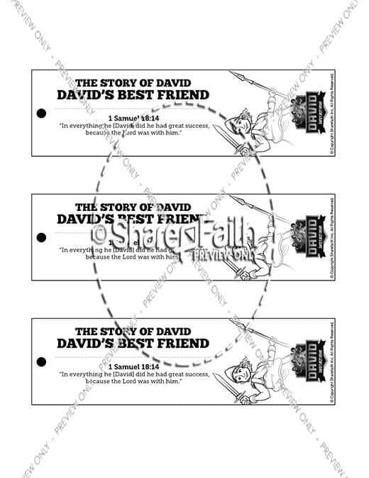 1 Samuel 18 19 David, Saul, & Jonathan Bible Bookmarks