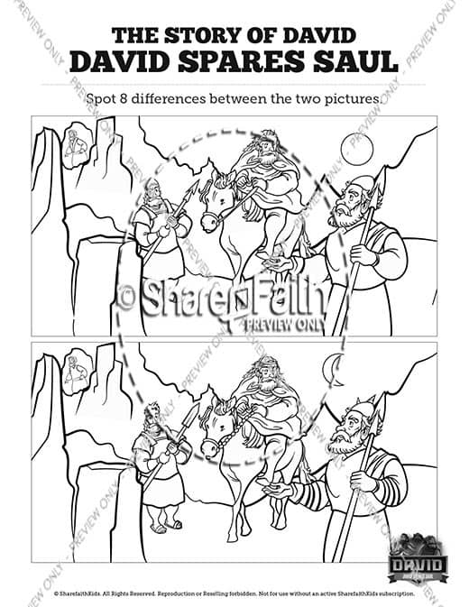 1 Samuel 23 24 David Spares Saul Spot the Differences