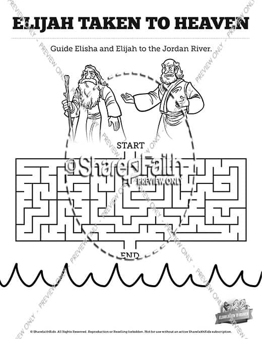 2 Kings 2 Elijah Taken to Heaven Bible Mazes