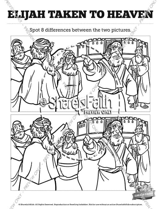 2 Kings 2 Elijah Taken to Heaven Spot the Differences