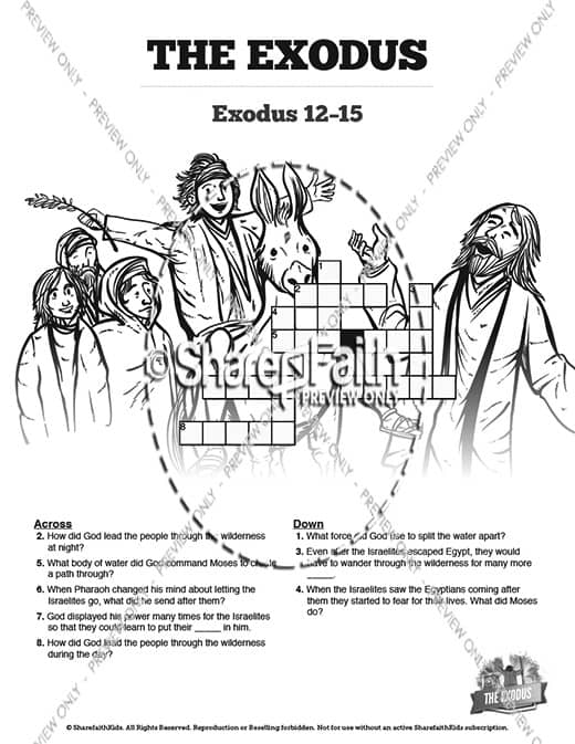The Exodus Story Sunday School Crossword Puzzles