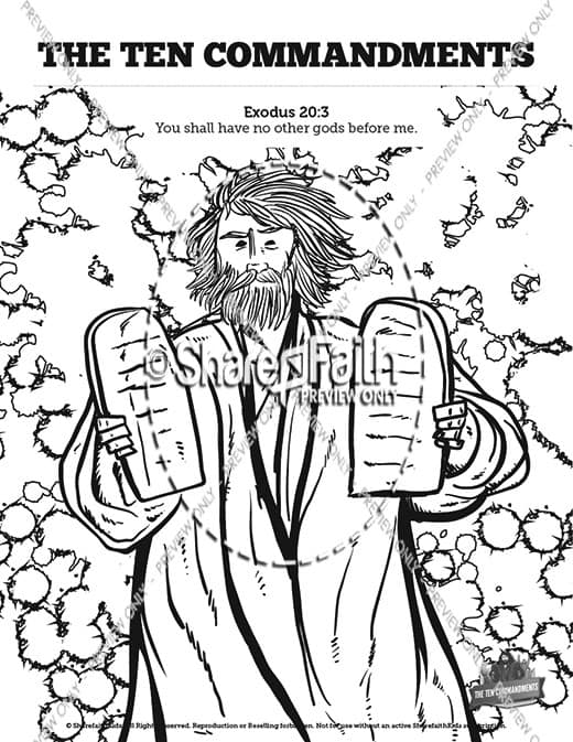 Ten Commandments Sunday School Coloring Pages