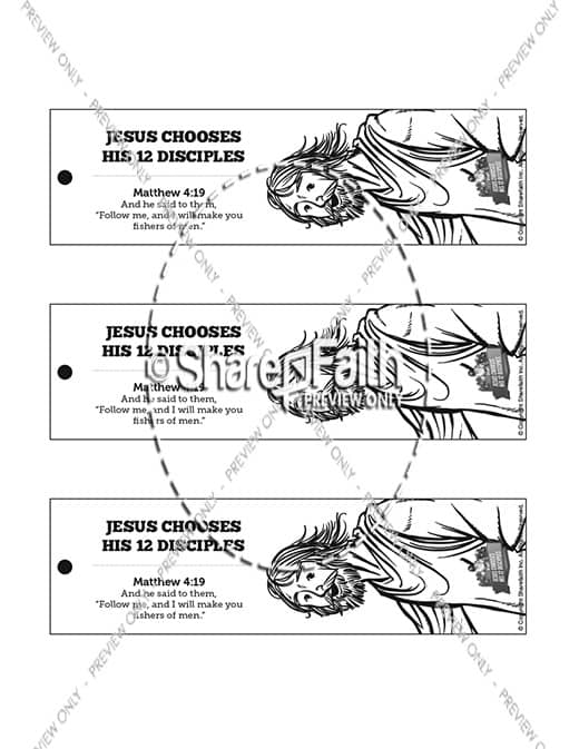 Jesus Chooses His 12 Disciples Bible Bookmarks