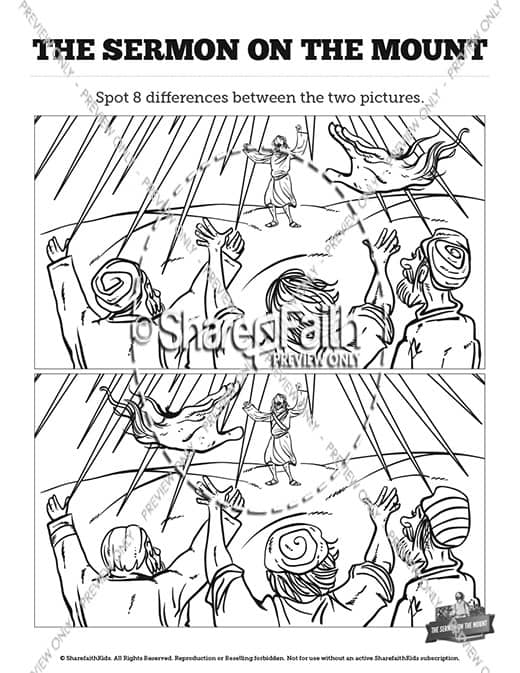 Sermon On the Mount (Beatitudes) Kids Spot The Difference
