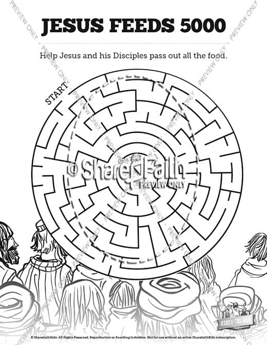 Jesus Feeds 5000 Bible Mazes