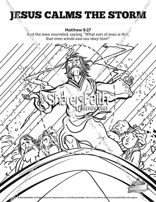 Jesus Calms The Storm Sunday School Coloring Pages