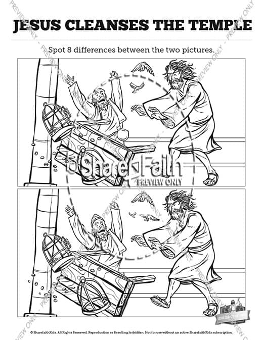 Matthew 21 Jesus Cleanses the Temple Kids Spot The Difference