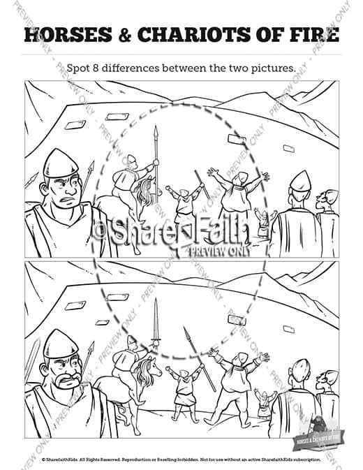 2 Kings 6 Horses and Chariots of Fire Kids Spot The Difference