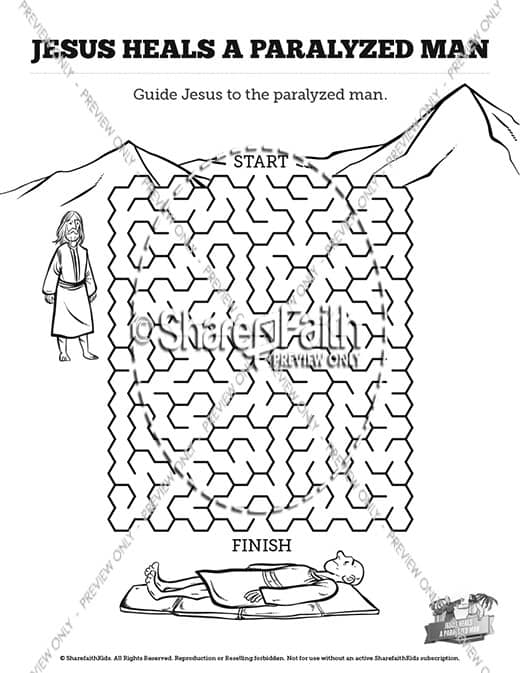 Luke 5 Jesus Heals The Paralytic Bible Mazes