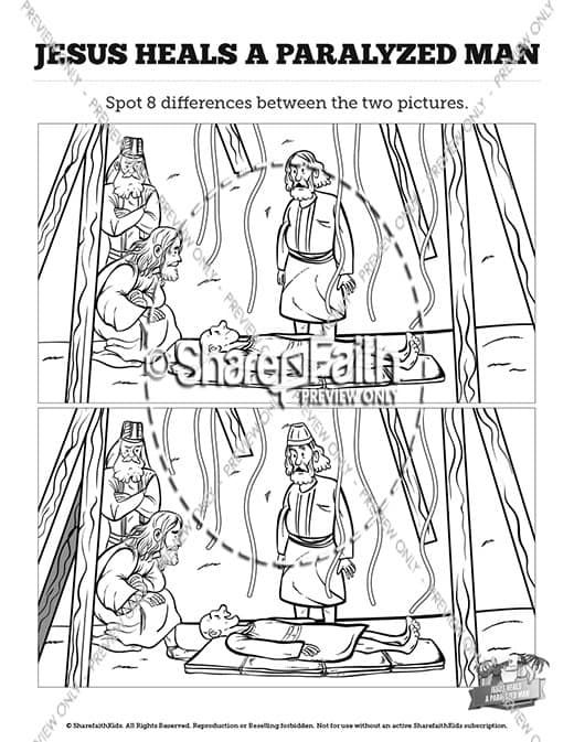 Luke 5 Jesus Heals The Paralytic Kids Spot The Difference