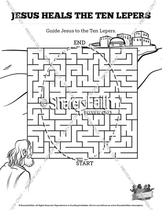 Luke 17 Ten lepers Bible Mazes