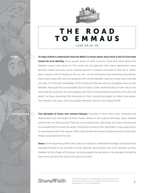 Luke 24 Road to Emmaus Sunday School Curriculum