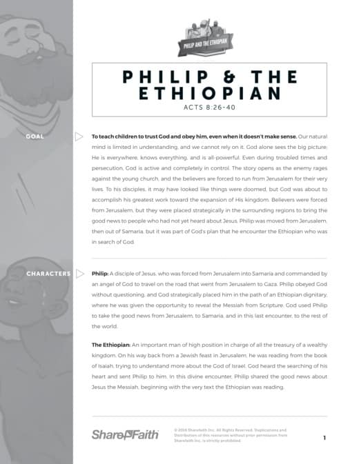 Acts 8 Philip and the Ethiopian Sunday School Curriculum