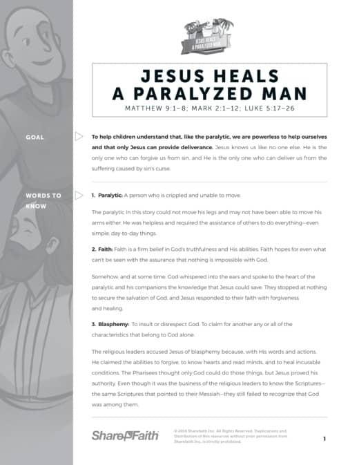 Luke 5 Jesus Heals The Paralytic Sunday School Curriculum