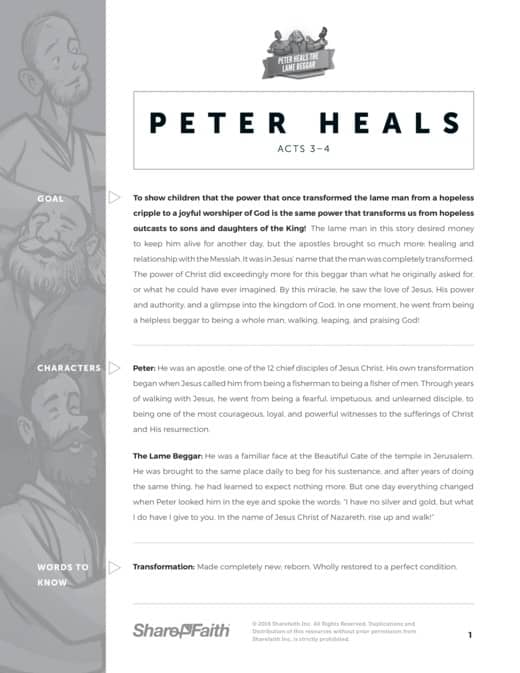 Acts 3 Peter Heals Sunday School Curriculum