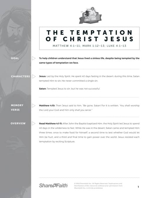 Matthew 4 Jesus Tempted Sunday School Curriculum