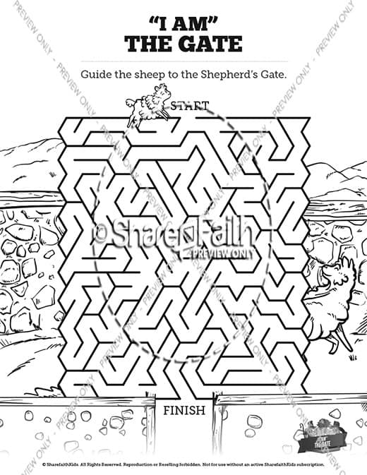 John 10 I am the Door Bible Mazes