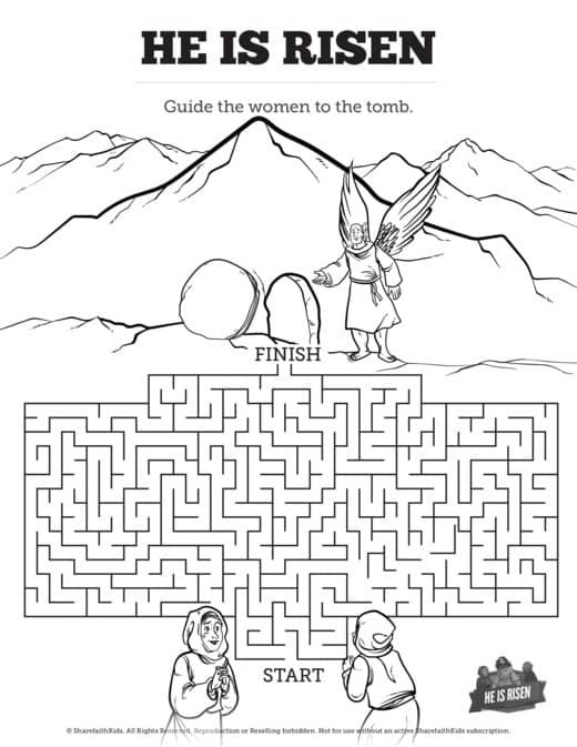 Matthew 28 He Is Risen Easter Bible Mazes