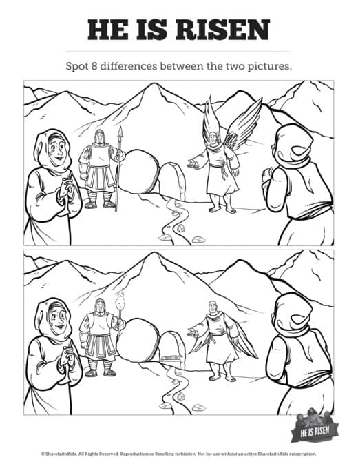 Matthew 28 He Is Risen Easter Kids Spot the Difference