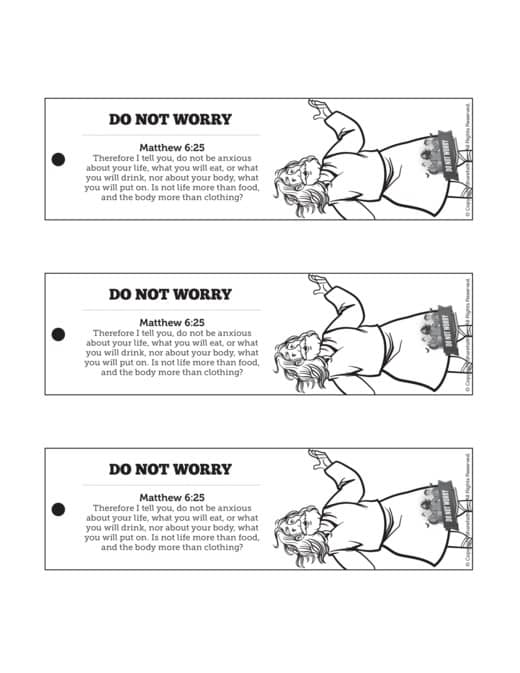 Matthew 6 Do Not Worry Bible Bookmarks