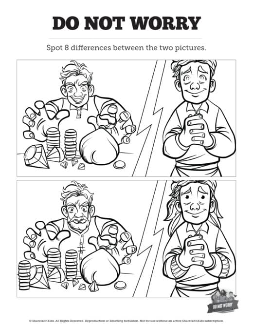Matthew 6 Do Not Worry Kids Spot the Difference