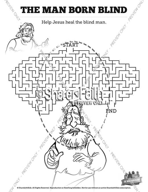 John 9 The Man Born Blind Bible Mazes