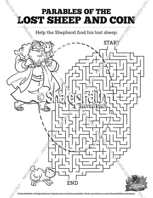 Luke 15 The Parables of the Lost Sheep and Coin Bible Mazes