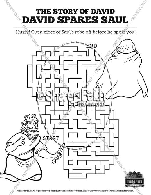 1 Samuel 23 24 David Spares Saul Bible Mazes