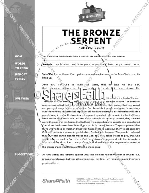 Numbers 21 The Bronze Serpent Curriculum