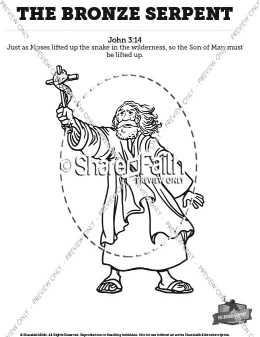 Numbers 21 The Bronze Serpent Sunday School Coloring Pages