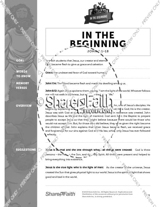 1 John   In the Beginning: Sunday School Curriculum