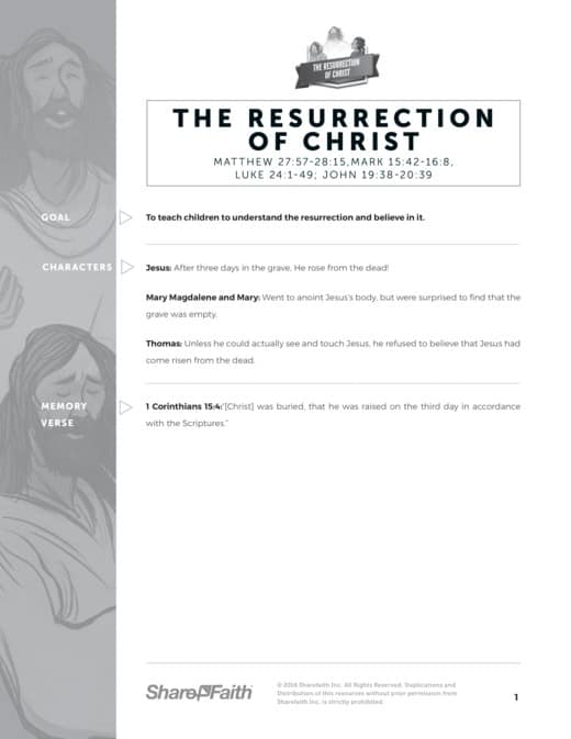 The Jesus Resurrection Sunday School Curriculum